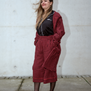 Pantacourt motif pied-de-poule