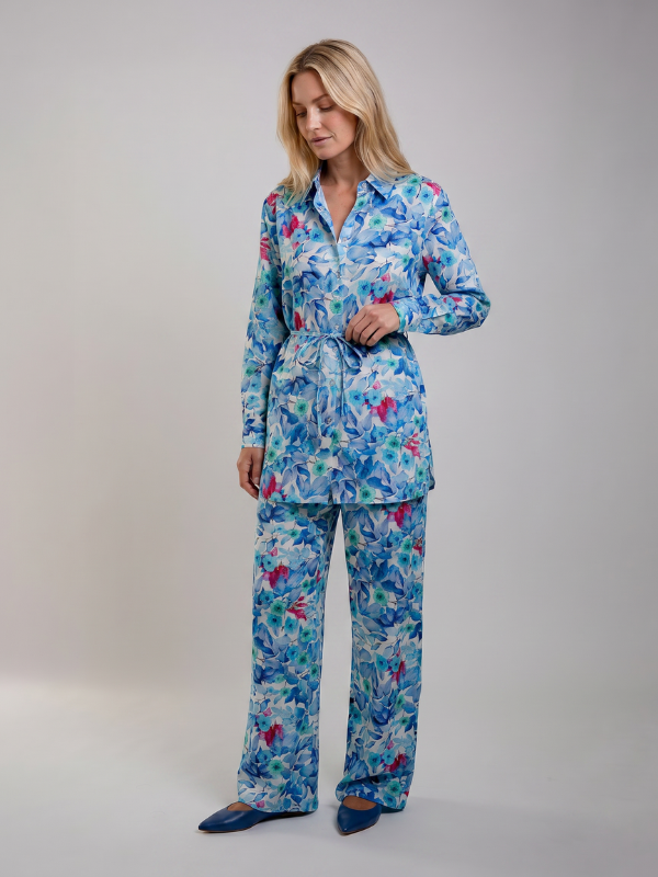 Pyjama Jardin Fleuri bleu– 100% Viscose