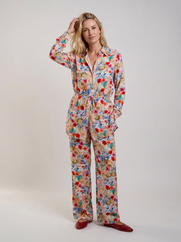 Pyjama Jardin Fleuri rouge– 100% Viscose
