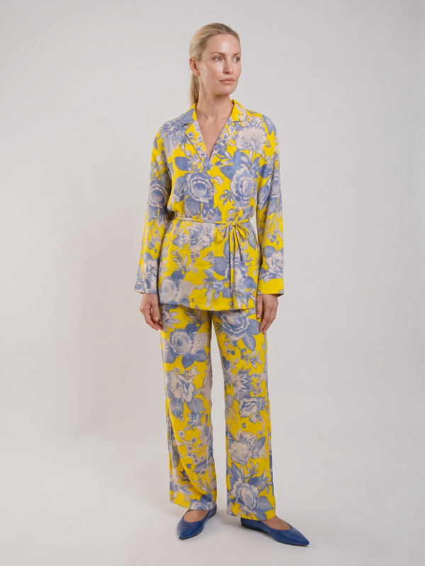 Pyjama imprimé jaune 100% viscose