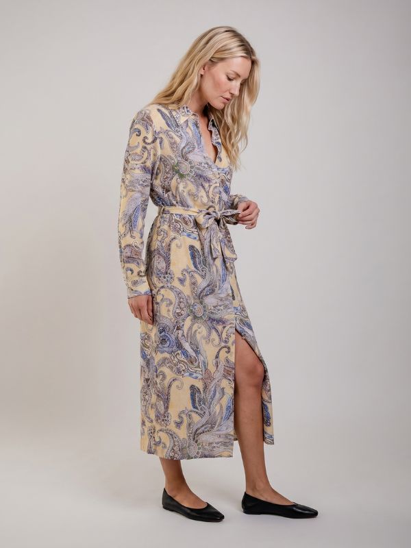 Robe Chemise Paisley jaune– 100% Viscose