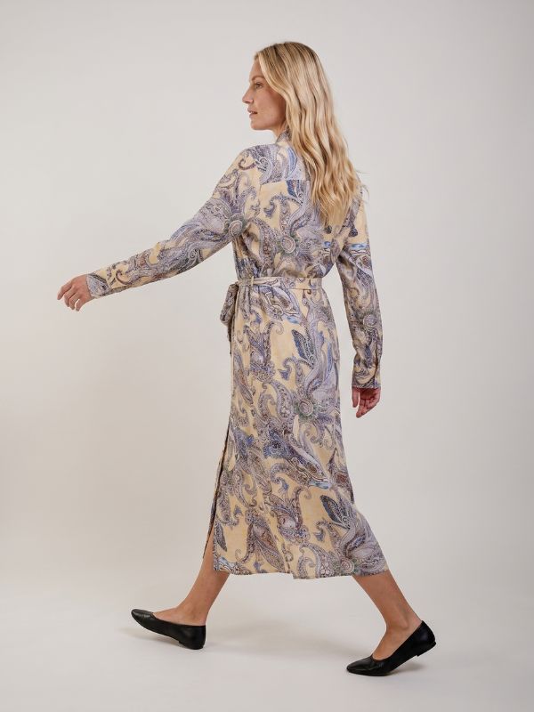 Robe Chemise Paisley jaune– 100% Viscose – Image 3